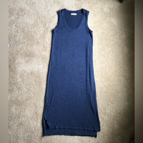 Madewell Women’s XS Navy Blue Jersey Knit Tank Midi Sleeveless Dress w/Slits EUC - Picture 3 of 10
